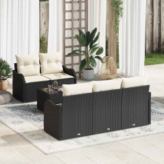 vidaXL Set da giardino 6 pezzi con cuscini neri in rattan sintetico