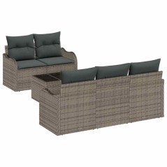 vidaXL Set di divani da giardino a 6 pezzi con cuscini grigi in polirattan