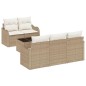 vidaXL Set di Divani da Giardino , 6 Pezzi, con Cuscini Beige in Rattan Sintetico.