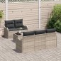 vidaXL Set di divano da giardino 6 pezzi con cuscini grigio chiaro in rattan sintetico