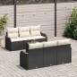 vidaXL Set di divani da giardino 7 pezzi con cuscini neri in polyrattan