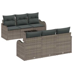 vidaXL Set di Divani da Giardino a 7 Pezzi con Cuscini Grigio Polyrattan