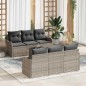 vidaXL Set Divano da Giardino da 7 Pezzi con Cuscini Grigio Chiaro Polyrattan