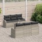 vidaXL Set Divano da Giardino da 7 Pezzi con Cuscini Grigio Chiaro Polyrattan