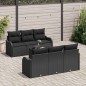 vidaXL Set di divani da giardino a 7 pezzi con cuscini neri in polyrattan
