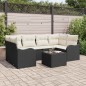 Set da Giardino vidaXL 7 Pezzi con Cuscini Polyrattan Nero