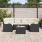 Set da Giardino vidaXL 7 Pezzi con Cuscini Polyrattan Nero