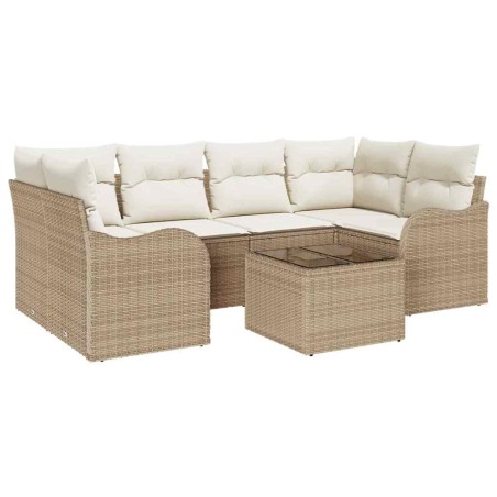 Set di Divani da Giardino vidaXL in 7 Pezzi con Cuscini in Polyrattan Beige