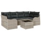 Set Divano Giardino 7 Pezzi con Cuscini Grigio Chiaro in Polyrattan