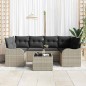 Set Divano Giardino 7 Pezzi con Cuscini Grigio Chiaro in Polyrattan