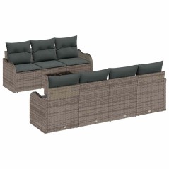 Set di divani da giardino vidaXL 8 pezzi con cuscini in grigio polyrattan