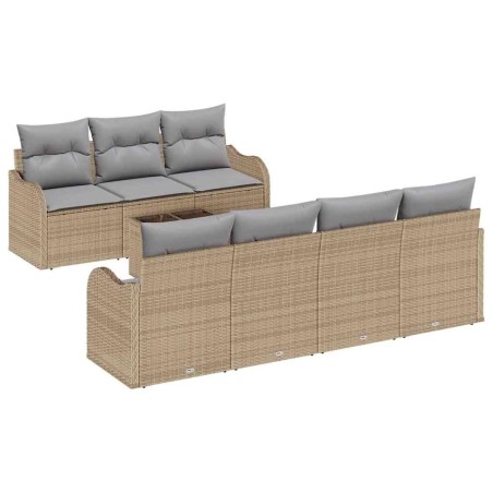 Set Divano da Giardino da 8 Pezzi con Cuscini Beige