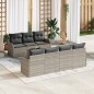 vidaXL Set divano da giardino 8 pezzi con cuscini grigio chiaro in polyrattan