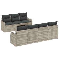 vidaXL Set divano da giardino 8 pezzi con cuscini grigio chiaro in polyrattan