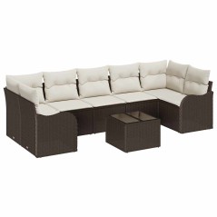 Set di divani da giardino vidaXL 8 pezzi con cuscini marrone polyrattan