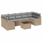 Set Divano da Giardino vidaXL 8 Pezzi con Cuscini Beige Polyrattan