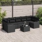 Set di Divani da Giardino vidaXL 8 Pezzi con Cuscini Nero Polyrattan