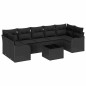 Set di Divani da Giardino vidaXL 8 Pezzi con Cuscini Nero Polyrattan