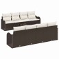 Set Divano da Giardino vidaXL 9 Pezzi con Cuscini Marrone Polyrattan