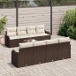 Set Divano da Giardino vidaXL 9 Pezzi con Cuscini Marrone Polyrattan