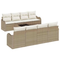Set di divani da giardino vidaXL da 9 pezzi con cuscini beige in polyrattan