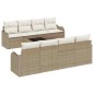 Set di divani da giardino vidaXL da 9 pezzi con cuscini beige in polyrattan