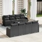 Set Divano Giardino 9 Pezzi con Cuscini Neri in Rattan Sintetico