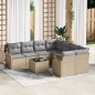vidaXL Set Divano da Giardino 9 Pezzi con Cuscini Beige Polyrattan
