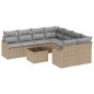 vidaXL Set Divano da Giardino 9 Pezzi con Cuscini Beige Polyrattan