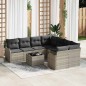 Set da giardino vidaXL 9 pezzi con cuscini grigio chiaro polyrattan