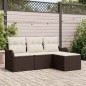 vidaXL Set di divani da giardino 4 pezzi con cuscini in poliestere marrone