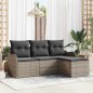 vidaXL Set Divano da Giardino 4 Pezzi con Cuscini in Rattan Grigio