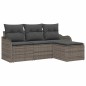 vidaXL Set Divano da Giardino 4 Pezzi con Cuscini in Rattan Grigio