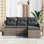 vidaXL Set Divano da Giardino 4 Pezzi con Cuscini in Rattan Grigio