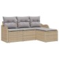 vidaXL Set di divani da giardino in 4 pezzi con cuscini beige in rattan sintetico