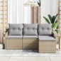 vidaXL Set di divani da giardino in 4 pezzi con cuscini beige in rattan sintetico