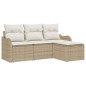 vidaXL Set Divano da Giardino 4 Pezzi con Cuscini Beige in Rattan Sintetico vidaXL Set Divano da Giardino 4 Pezzi con Cuscini Beige in Rattan Sintetico