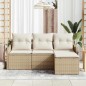 vidaXL Set Divano da Giardino 4 Pezzi con Cuscini Beige in Rattan Sintetico vidaXL Set Divano da Giardino 4 Pezzi con Cuscini Beige in Rattan Sintetico