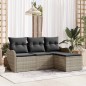 vidaXL Set Giardino con 4 Pezzi e Cuscini in Rattan Poliestere Grigio Chiaro