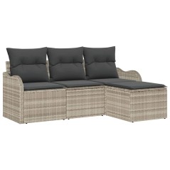 vidaXL Set Giardino con 4 Pezzi e Cuscini in Rattan Poliestere Grigio Chiaro