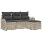 vidaXL Set Giardino con 4 Pezzi e Cuscini in Rattan Poliestere Grigio Chiaro