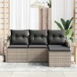 vidaXL Set Giardino con 4 Pezzi e Cuscini in Rattan Poliestere Grigio Chiaro