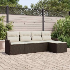 vidaXL Set di Divani da Giardino con Cuscini in Rattan Sintetico Marrone