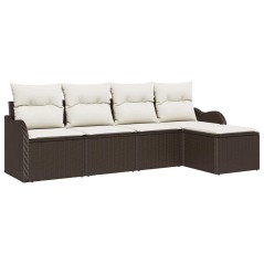 vidaXL Set di Divani da Giardino con Cuscini in Rattan Sintetico Marrone