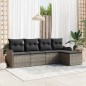 vidaXL Set divano da giardino 5 pezzi con cuscini in rattan grigio