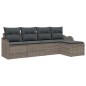 vidaXL Set divano da giardino 5 pezzi con cuscini in rattan grigio