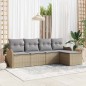 vidaXL Set di divani da giardino di 5 pezzi con cuscini in rattan polietilene beige
