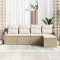 vidaXL Set da giardino 5 pezzi con cuscini beige in rattan