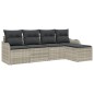 vidaXL Set da Salotto da Giardino a 5 Pezzi in Poly Rattan Grigio Chiaro con Cuscini.