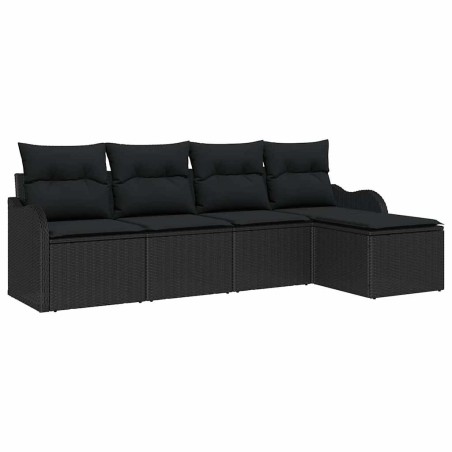 vidaXL Set di 5 divani da giardino con cuscini in rattan sintetico nero